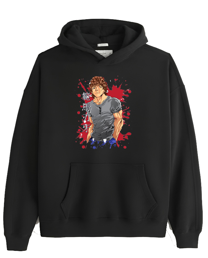 Anime baki oversize hoodie Black 7