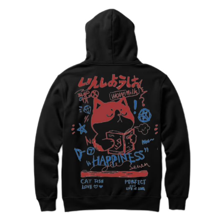 HAPPINESS Back text oversize hoodie back 7
