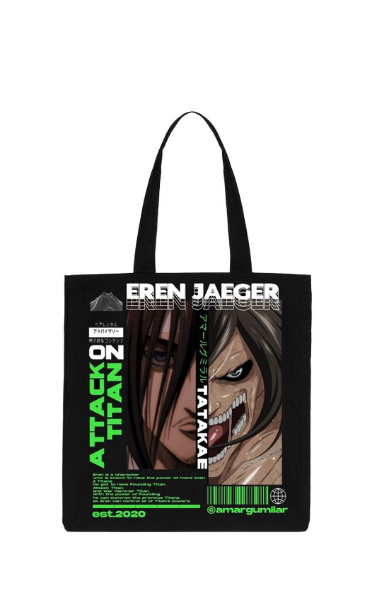 Anime Attack on titan shingeki no kyojin Aot Black tote bag 7