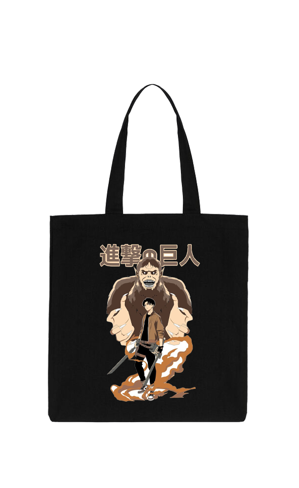 Anime Attack on titan shingeki no kyojin Aot Black tote bag 8