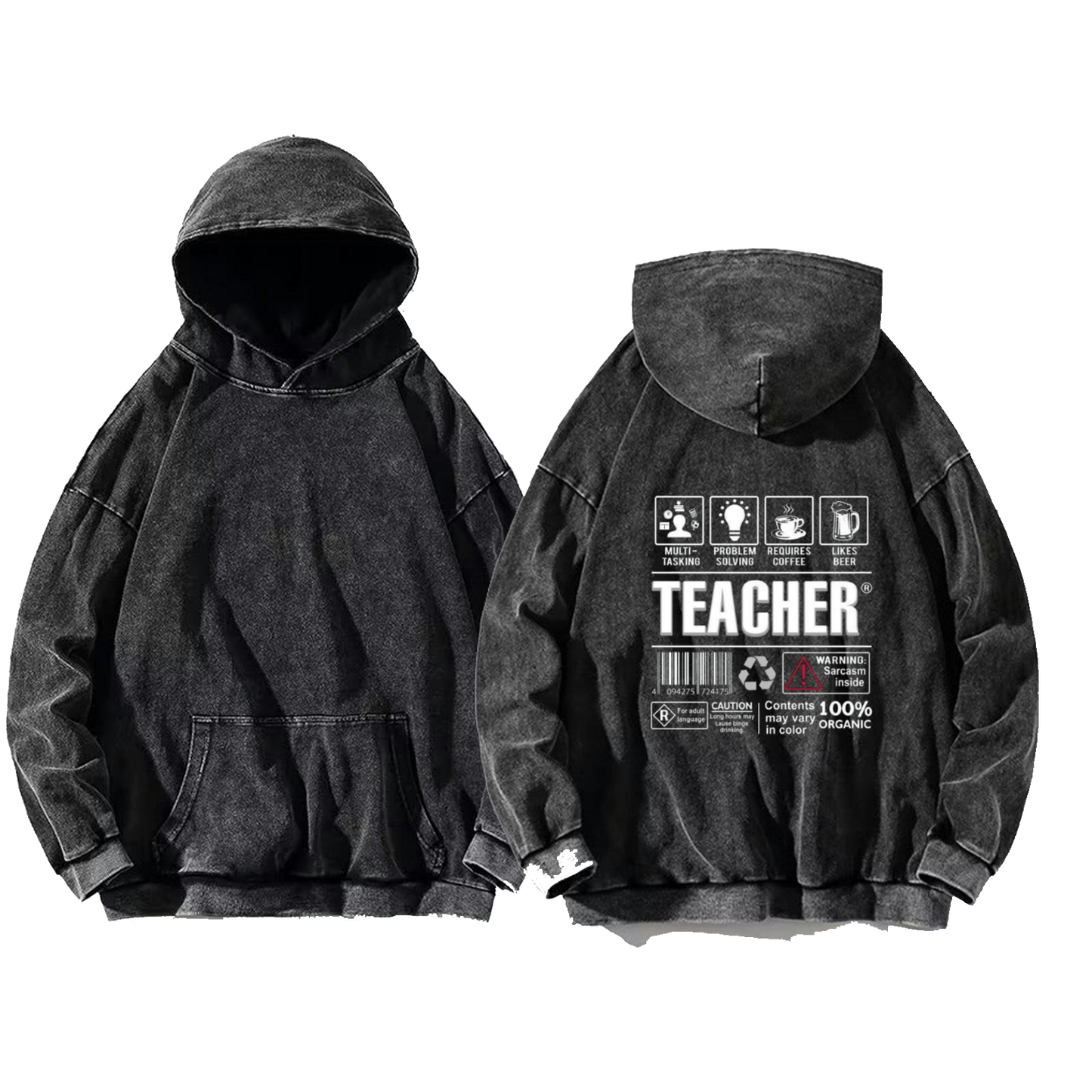 TEACHER oversize hoodie Washed back 80