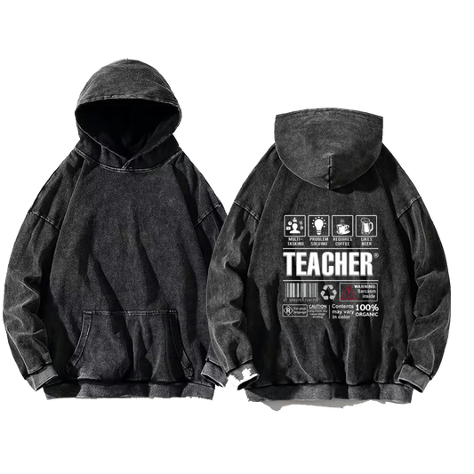 TEACHER oversize hoodie Washed back 80