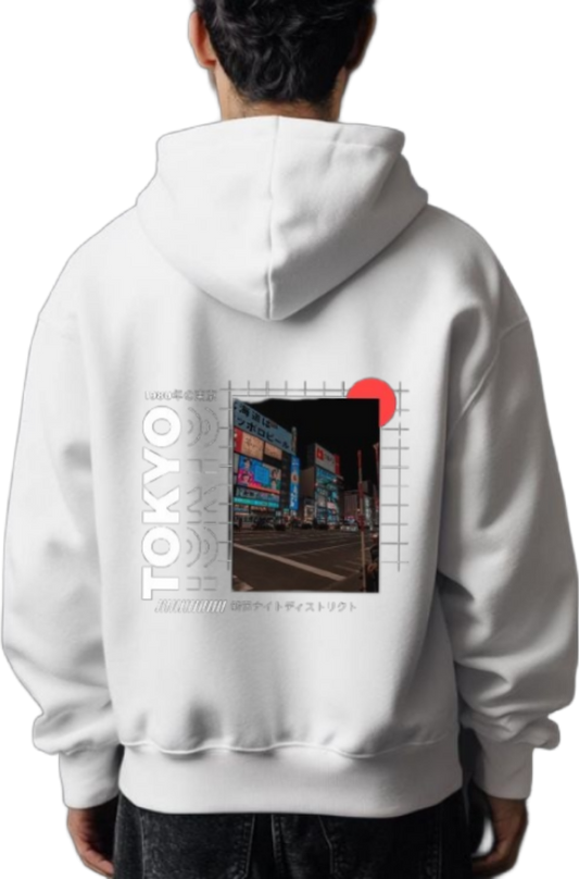 TOKYO Back text oversize hoodie White back 80