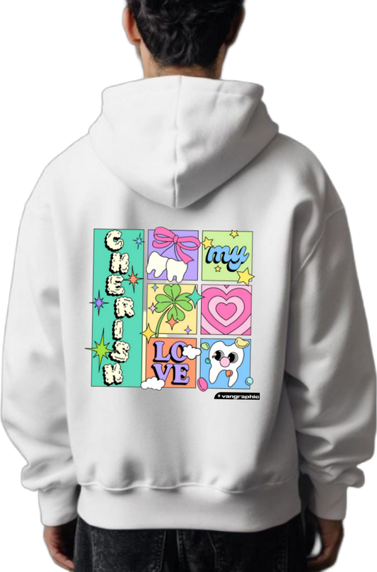 CHERISH One Size hoodie White Back 80