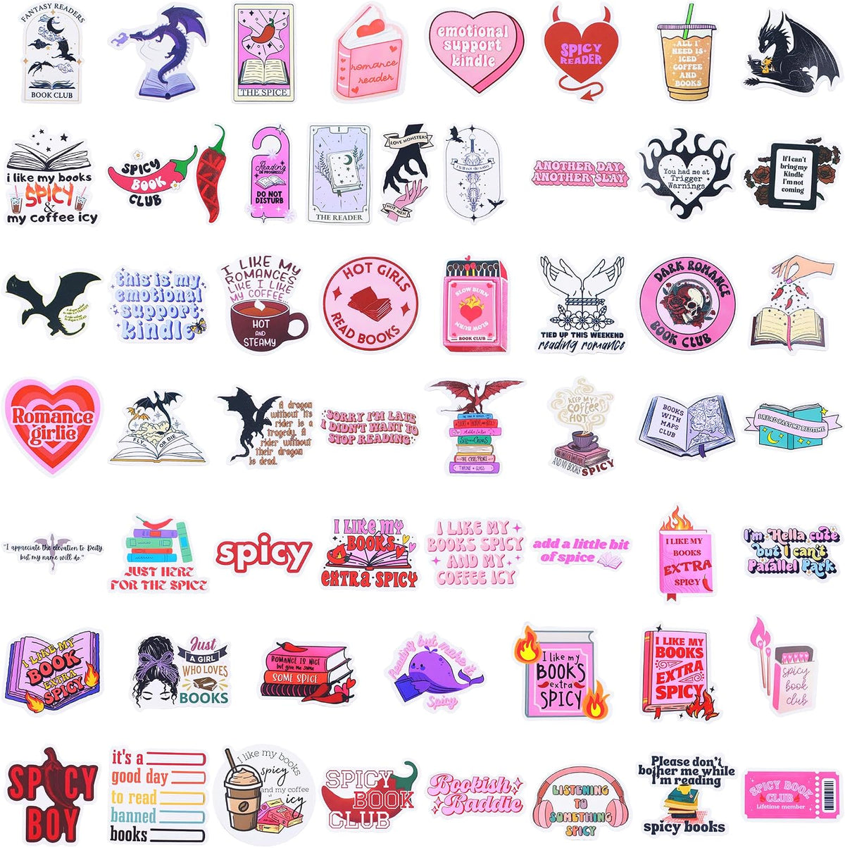 100 PCS Book Stickers for Kindle, Adult Bookish Sticker Pack - Waterproof Vinyl Spicy Spooky Booktok Decals for Laptop, IPAD, Ebook Reader, Water Bottle - Girls Romance Stickers