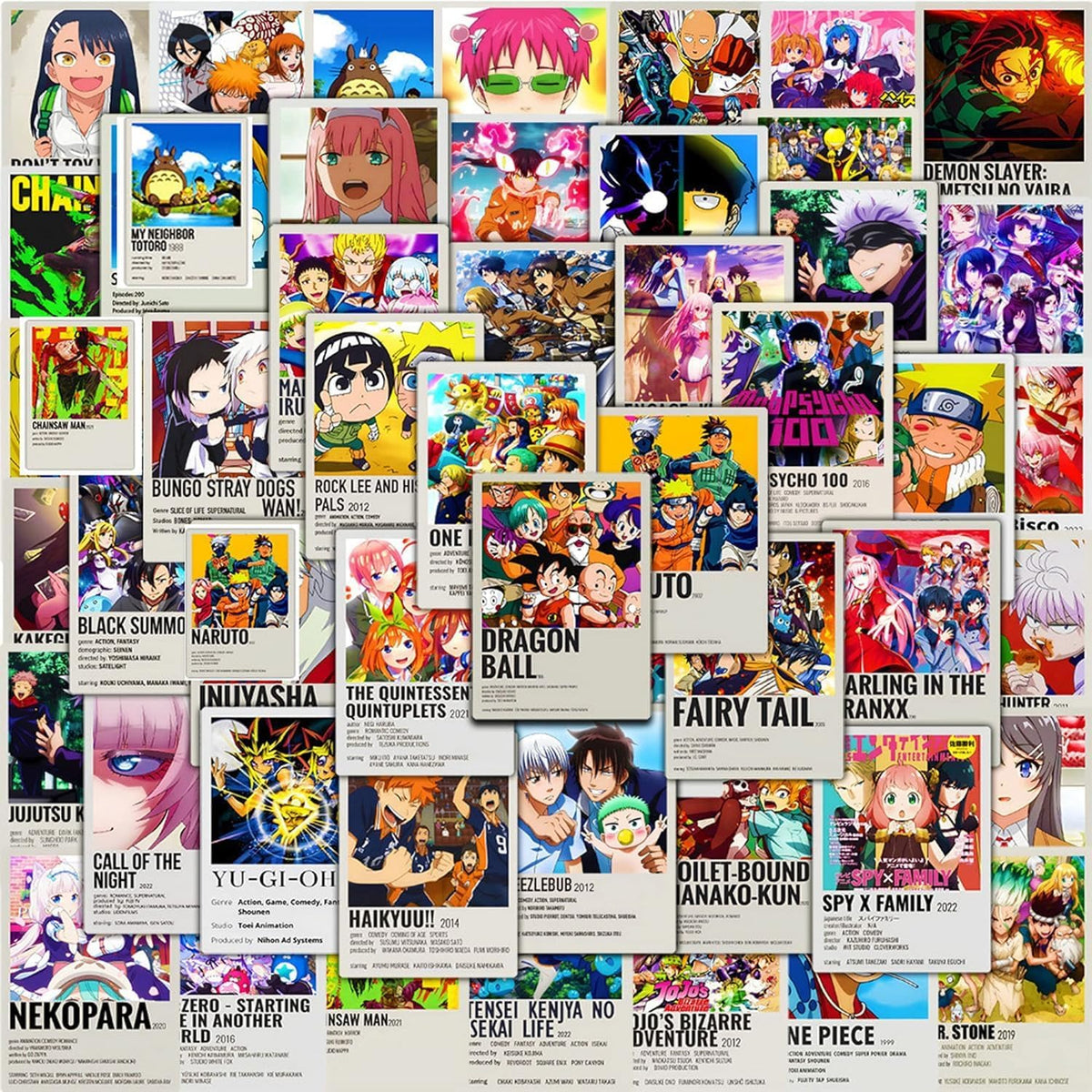 Tampics 25pcs Anime Stickers Japanese Cartoon Characters 6x9cm No Repeat