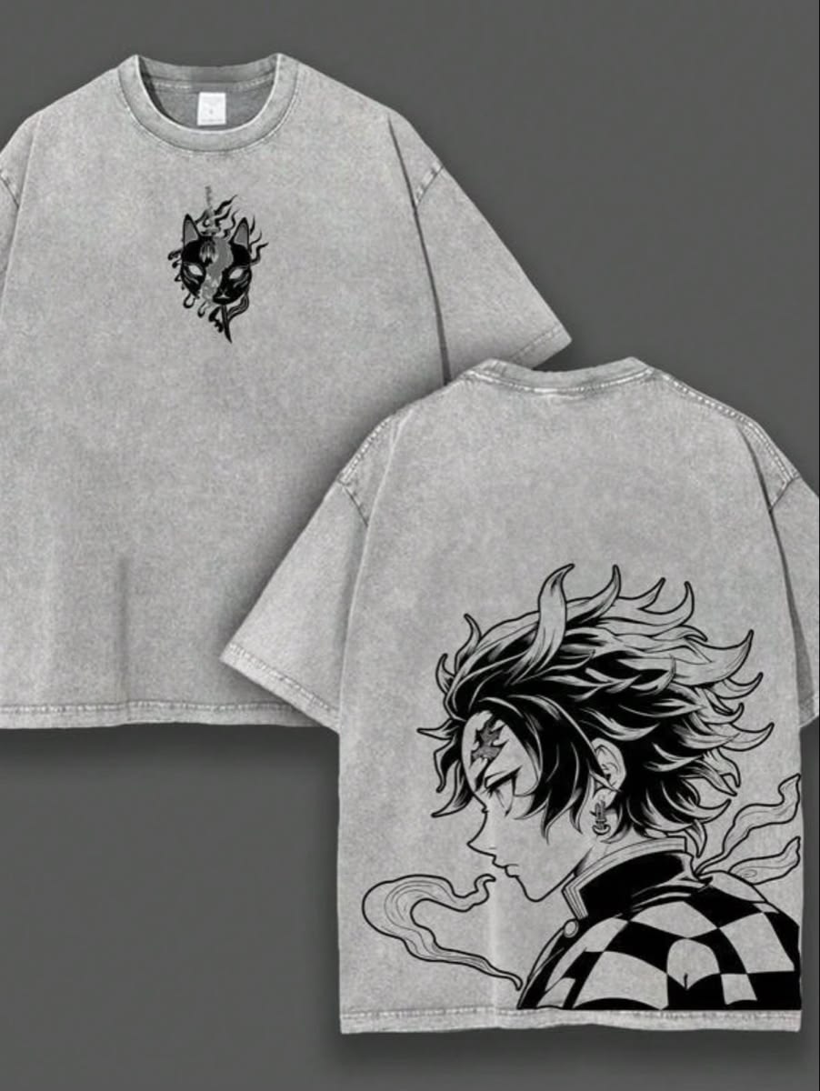 Demon Slayer t-shirt Over Size Washed Back 2