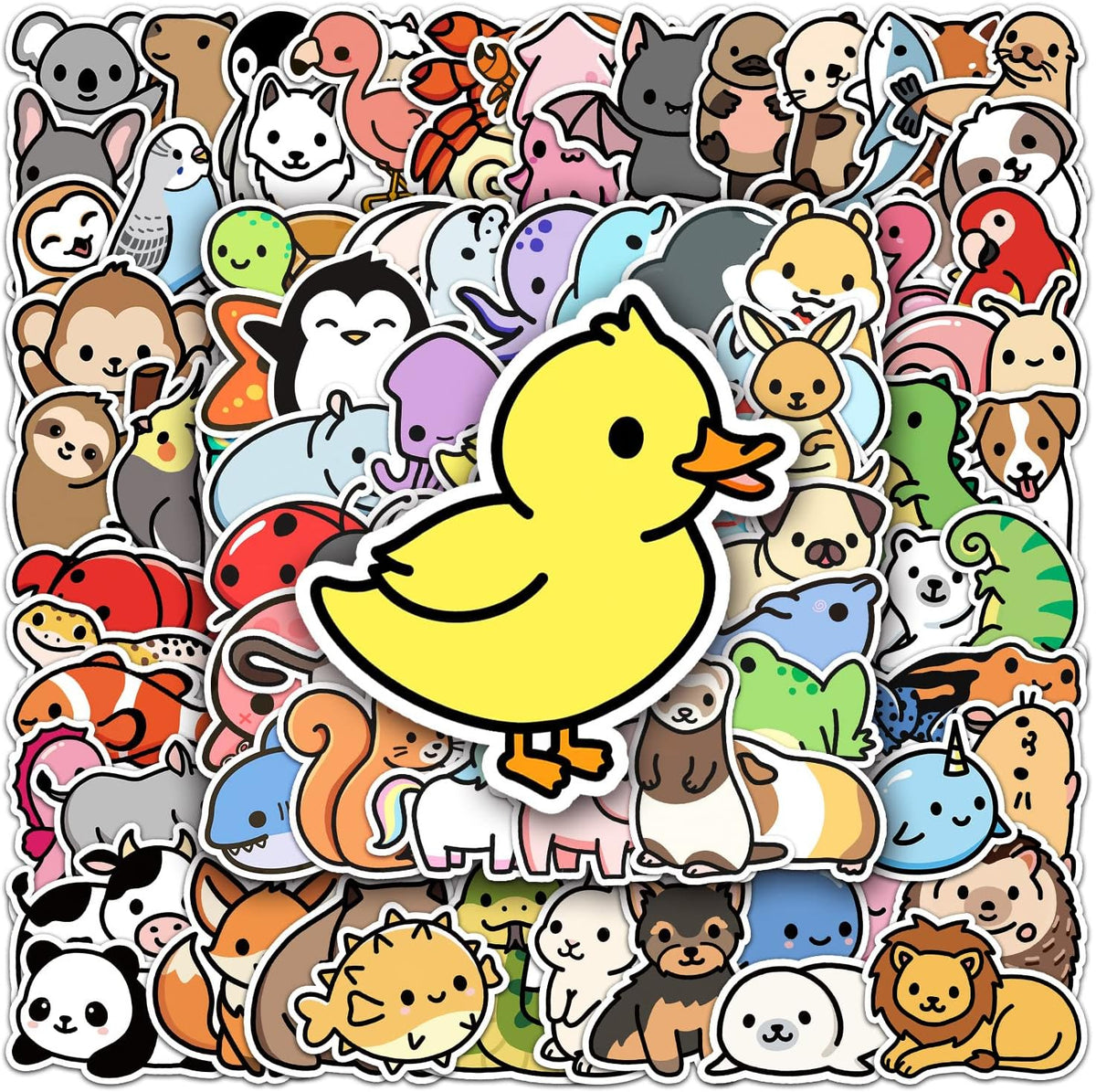Animals and Stuff Cute Cool Funny 100 Vinyl Stickers Water Bottles Gifts Waterproof Laptop Guitar Luggage Bike iPhone Skateboards Helmet MacBook Ipad Phone Cover (Cute Animals #3, 100)