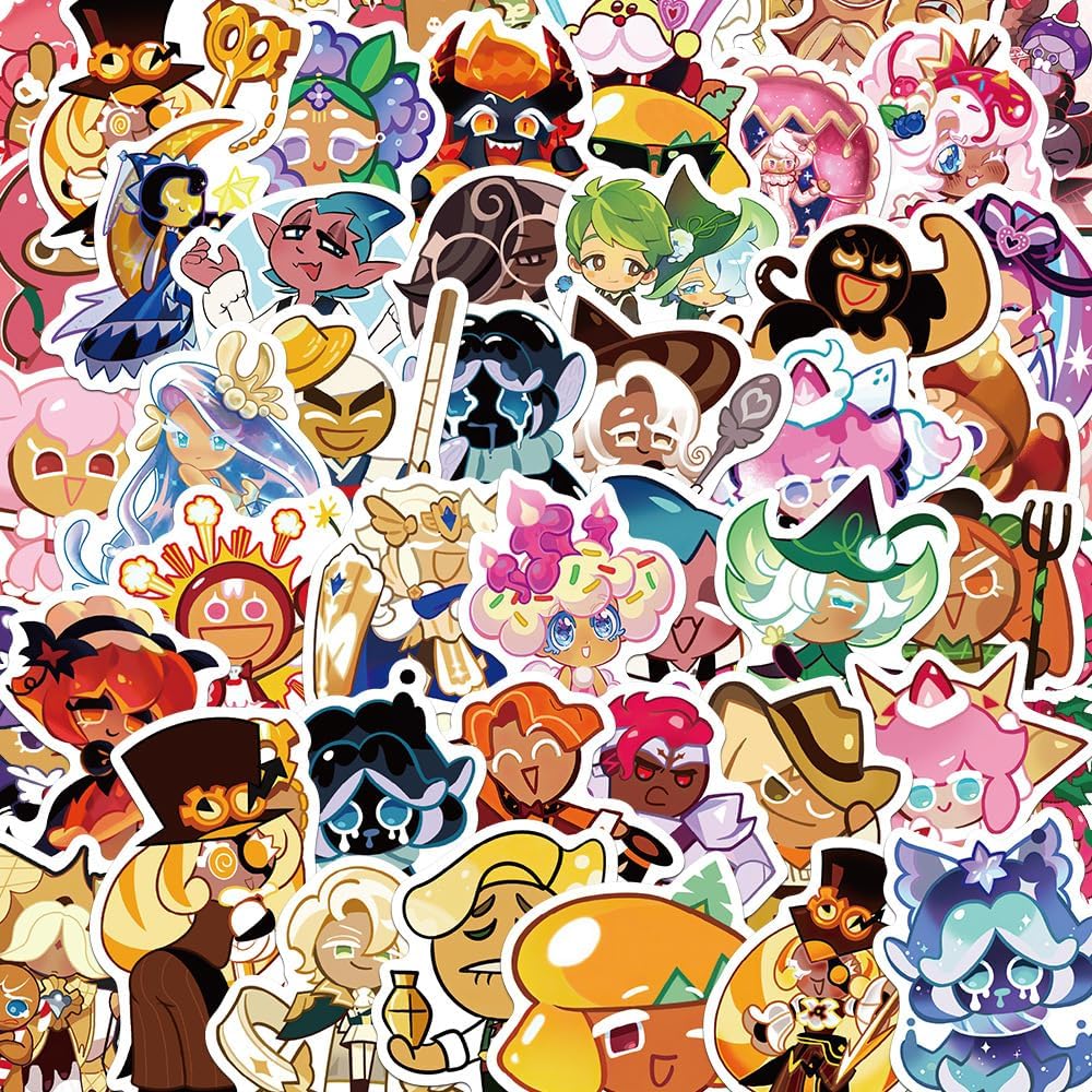 50PCS Cookie Run Kingdom Stickers, Cute Cartoon Waterproof Vinyl Stickers for Water Bottles Laptop Bumper Skateboard Computer Phone - Adult Teens Birthday Party Supplies Halloween Decoration Favors