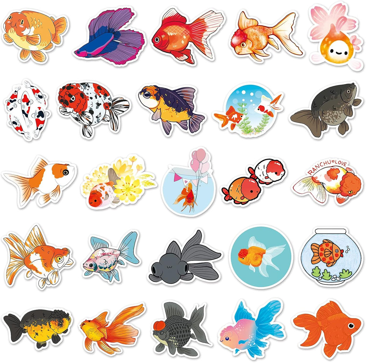50 PCS Goldfish Stickers,Kids Stickers,Water Bottles Stickers ,Car Stickers 50 pcs, Laptop Stickers,Motorcycle Bicycle Luggage Decal Graffiti Patches for Teens. (50 PCS Goldfish)