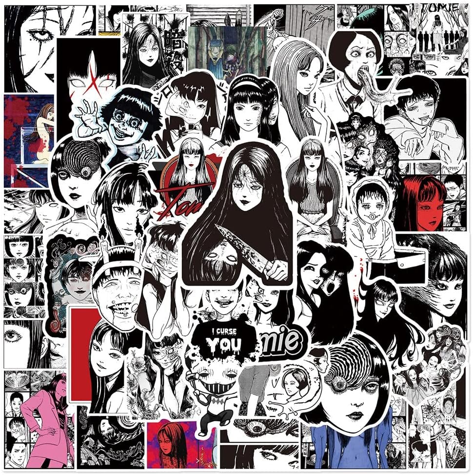 50Pcs Horror Movie Anime Tomiee Junji Ito Graffiti Stickers Fujiang Sticker Car Motorcycle Decal Sticker Vinyl Anime Sticker and Decal Bottle Laptop Skateboard Notebook Sticker Adult Kid