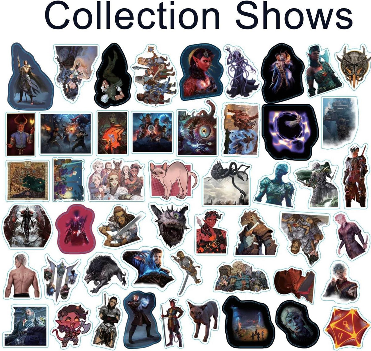 GTOTd Baldur's Gate Stickers (50Pcs,Large Size) Gifts Merchandise Merch Party Supplies Vinyl Water Bottle Luggage Guitar Skateboard Cute Aesthetic Manga Gifts for Teens