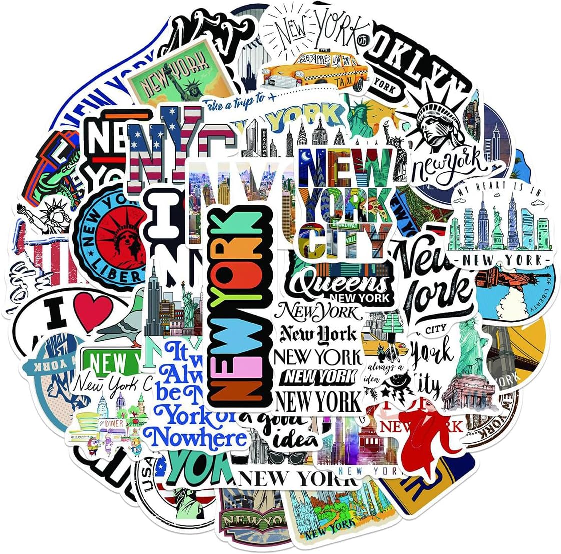Durlo 50 PCS New York Graffiti Stickers,New York State Travel Stickers for Personalized Decoration Guitar Notebook Luggage