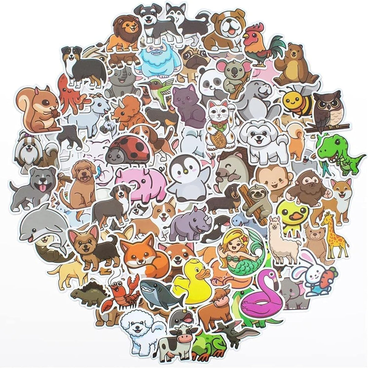 Montchi 100pcs Stickers for DIY Laptop, Scrapbook, Bike,Guitar, Skateboard, Water Bottle, Cute Animal Vinyl Waterproof Journal Sticker Pack for Teen Boy Girls Adults Kids (Animal)