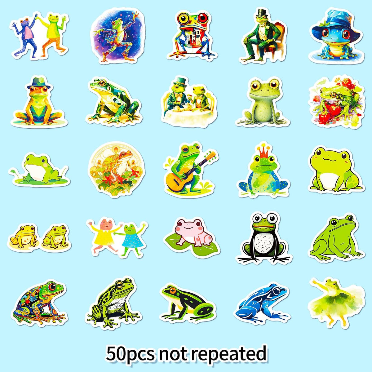 50 Pcs Cartoon Frog Stickers