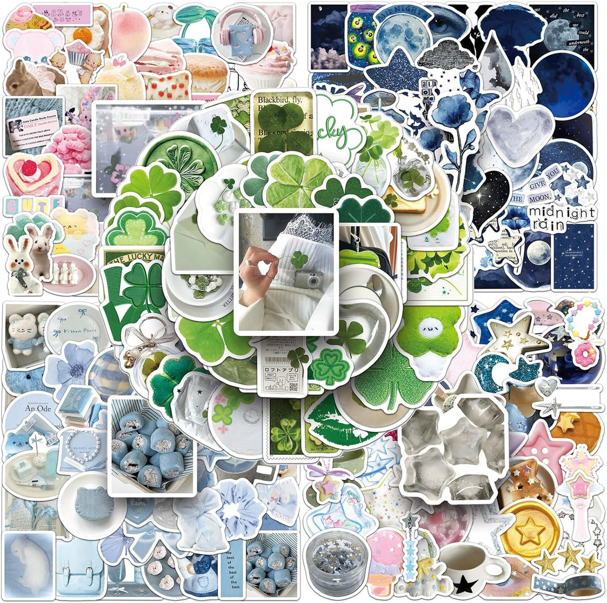 300Pcs Fashion Ins Aesthetic Stickers Pack Cute Clean Girl Sticker Star Decal Waterproof Vinyl Decals for Laptop Book Readers Water Bottles Journal Scrapbook