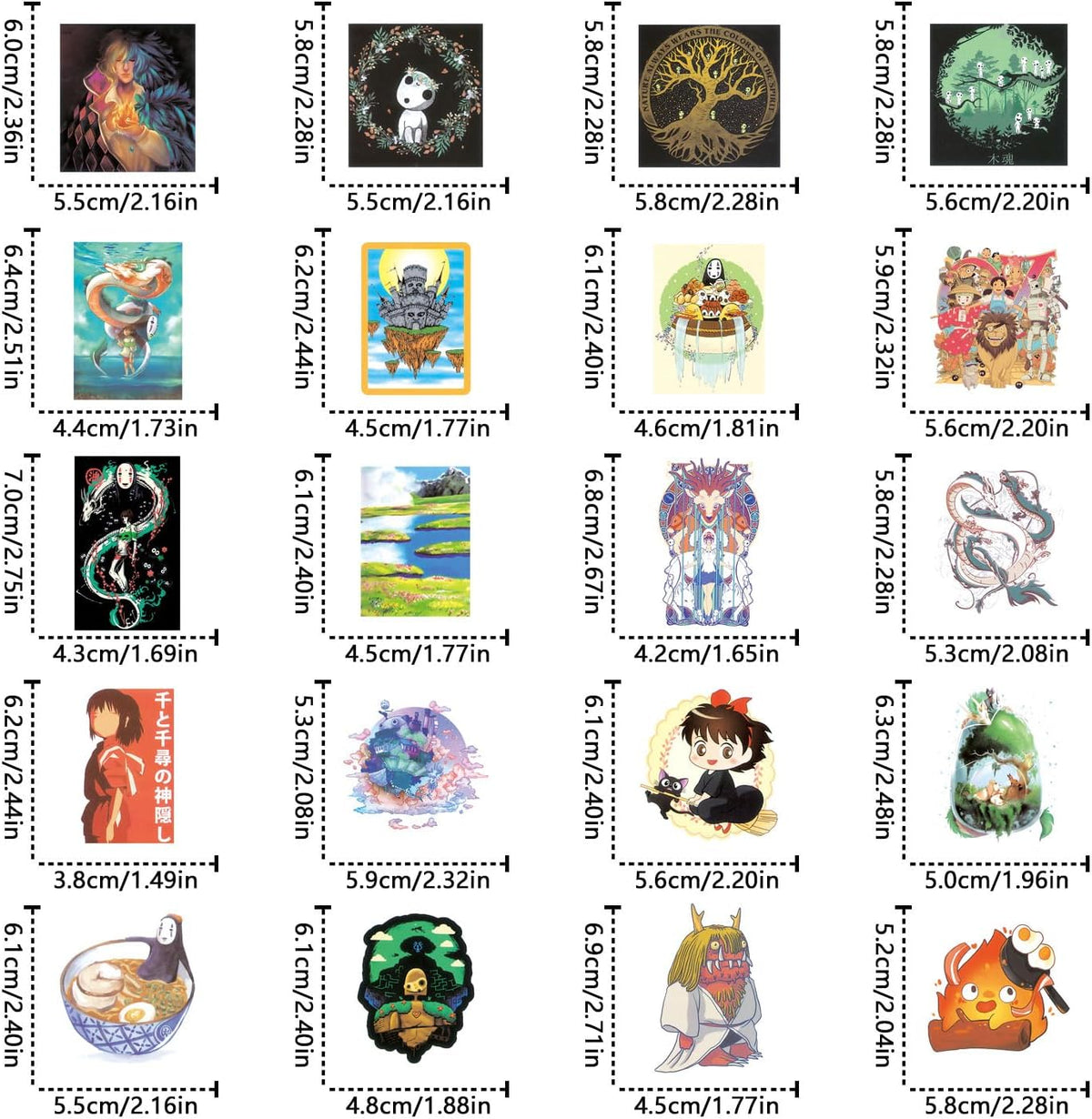 100pcs Hayao Miyazaki Stickers，Studio Ghibli Anime Aesthetic Sticker Decals for Water Bottle,Laptop,Phone,Hard Hat,Skateboard,Scrapbooking,Bumper