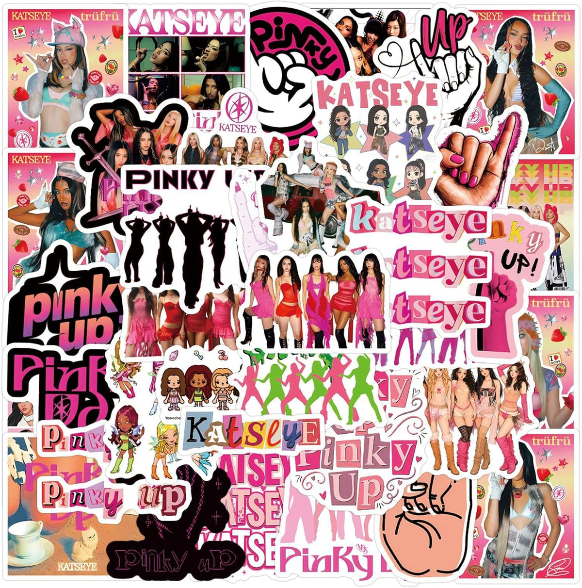 TUMAJI 54Pcs Pinky Up Stickers for Water Bottle, Cool Pop Idol KAT SE YE Waterproof Vinyl Stickers for Adult Teens Fans Laptop Skateboard Bike Guitar Laggage Travel Case Helmet Notebook Scrapbook