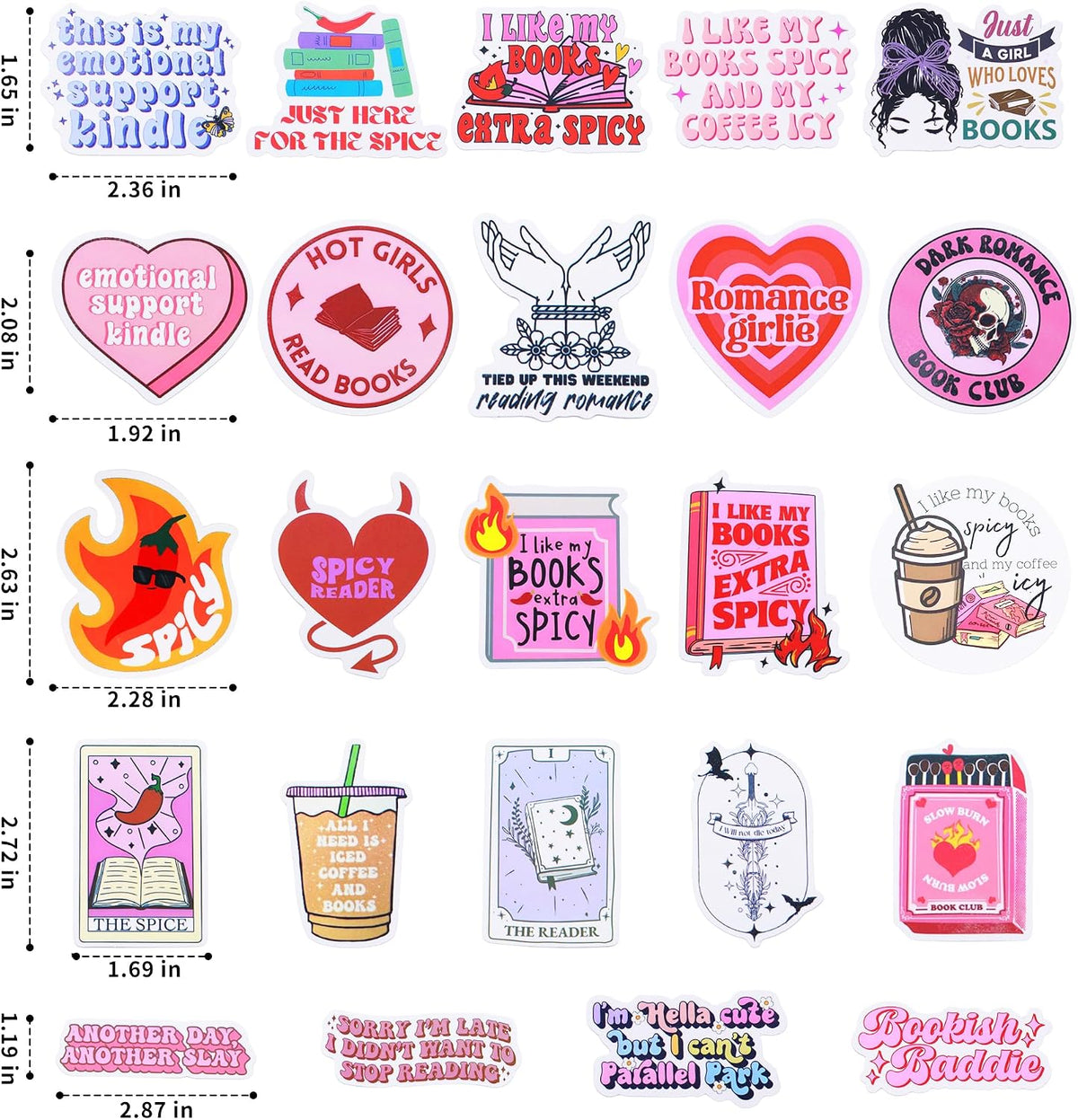 100 PCS Book Stickers for Kindle, Adult Bookish Sticker Pack - Waterproof Vinyl Spicy Spooky Booktok Decals for Laptop, IPAD, Ebook Reader, Water Bottle - Girls Romance Stickers