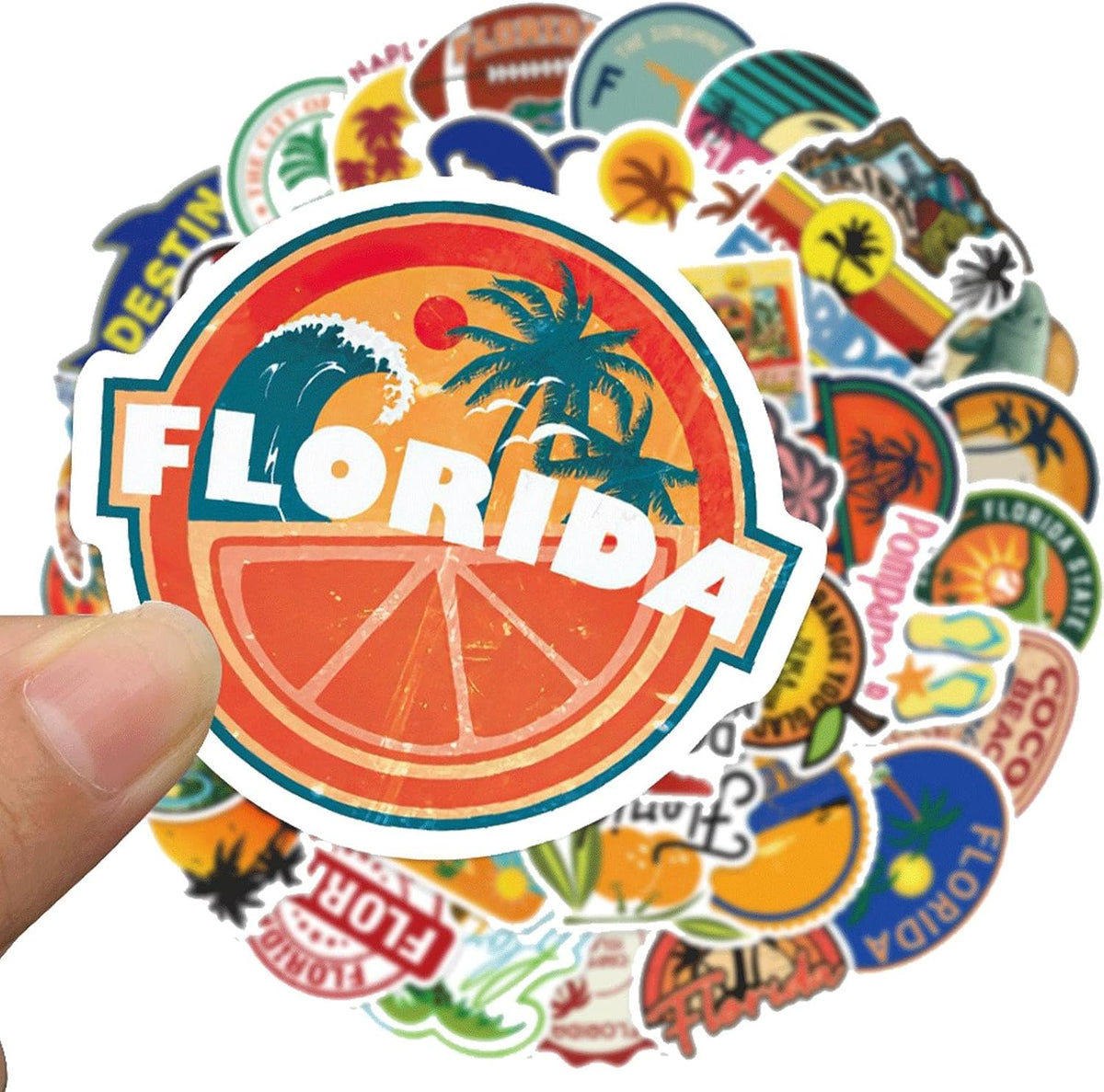 100PCS Florida Stickers,Cool Travel Stickers,Waterproof Vinyl Stickers for Water Bottles,Laptop,Luggage,Teens Adults,Keyboards,Backpacks,Skateboards,Luggage,Water Bottles,Scrapbooks