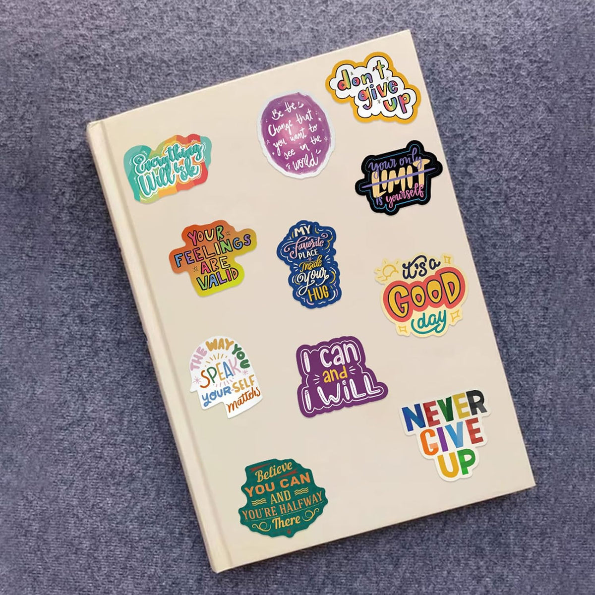 Positive Mental Health Stickers 100pcs Reminders Motivational Stickers Waterproof Vinyl Affirmation Sticker Cartoon Cute Graffiti Decals for Laptop Water Bottle Scrapbook Journal Scrapbook)