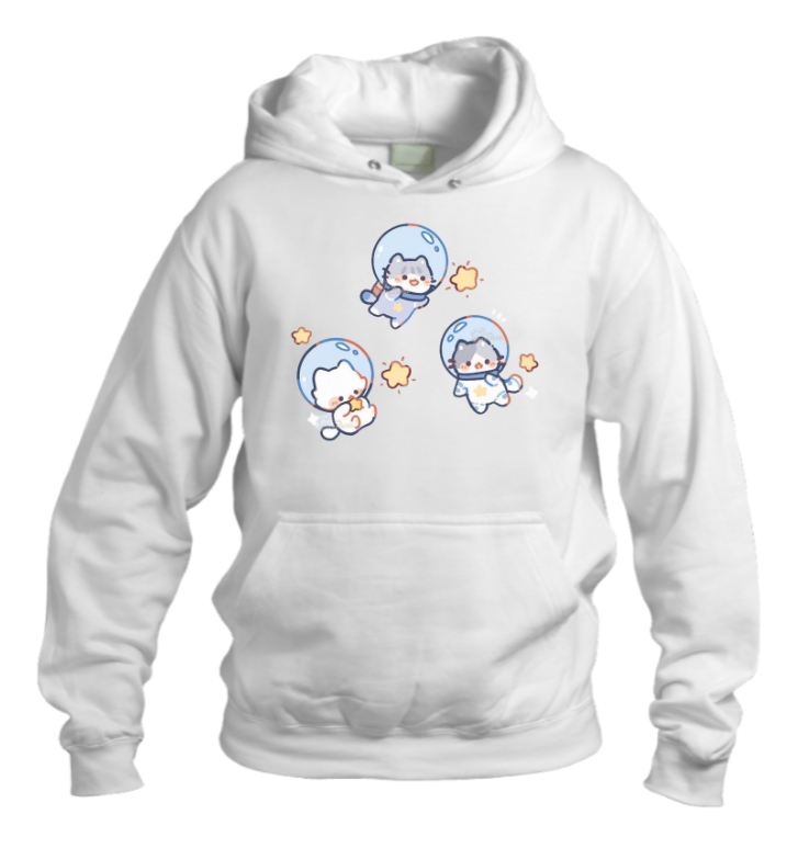 cat Oversize Hoodie White 81