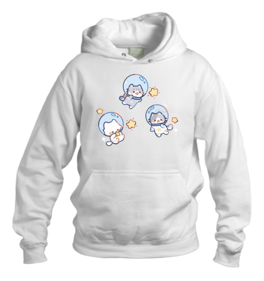 cat Oversize Hoodie White 81