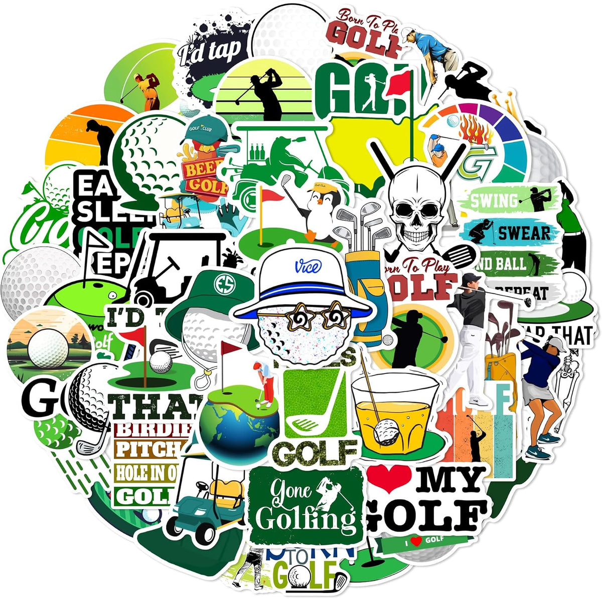 Golf Stickers 50Pcs for Laptop Bike Luggage Graffiti Patches Guitar Sticker for Skateboard Luggage Bike Bumper, Kid/Teen Gift