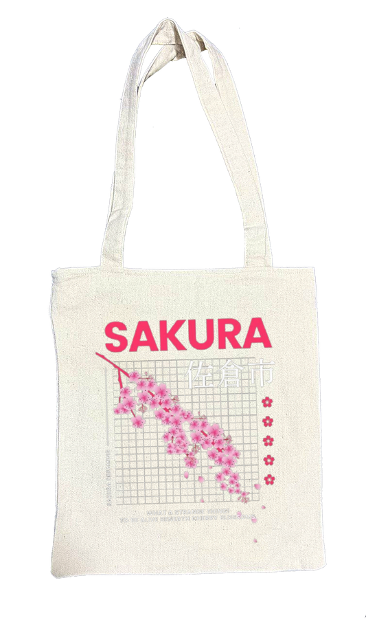 SAKURA Back text tote bag beige 79