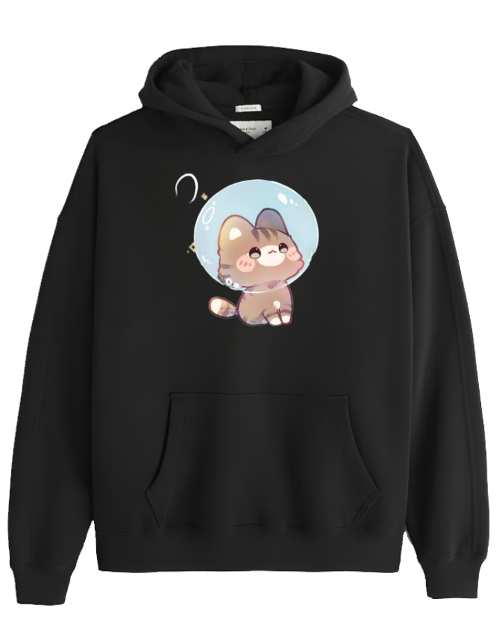 cat Oversize Hoodie Black 81