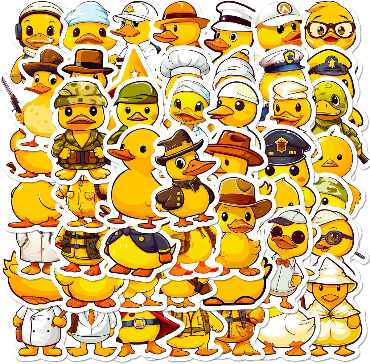 Omeblos Cute Yellow Duck Stickers, 50PCS for Kids Teens Adults, Cute Animal Stickers, for Laptops, Water Bottles, Guitar, Skateboard, Phone Case, Laptop, Motorcycle, Car Helmet, DIY Crafts