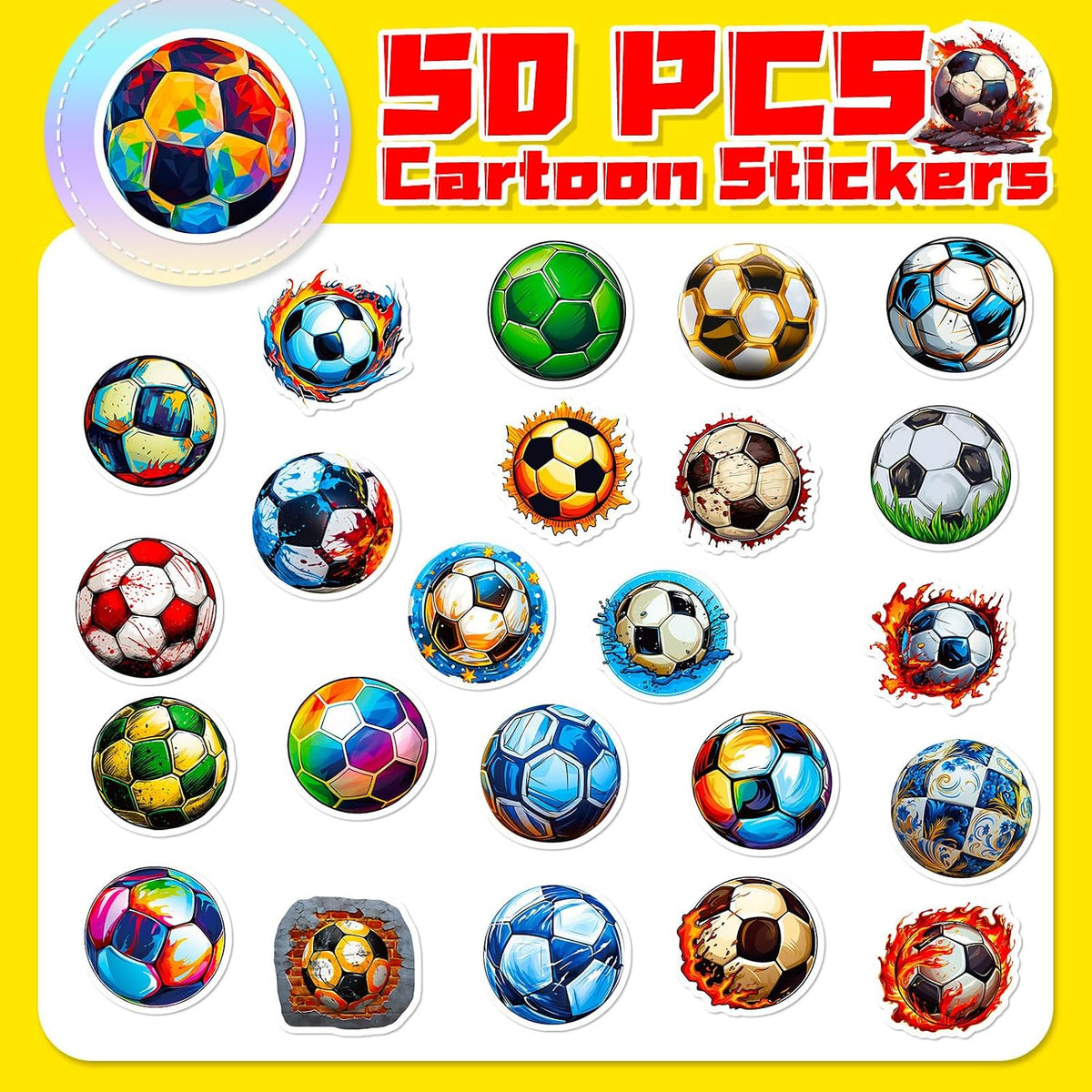 AUCEKO 50PCS Multicolor Cartoon Vinyl Stickers for Kids, Teens & Adults - Reusable, Removable, Weatherproof - Perfect for Laptops, Water Bottles, Skateboards & More
