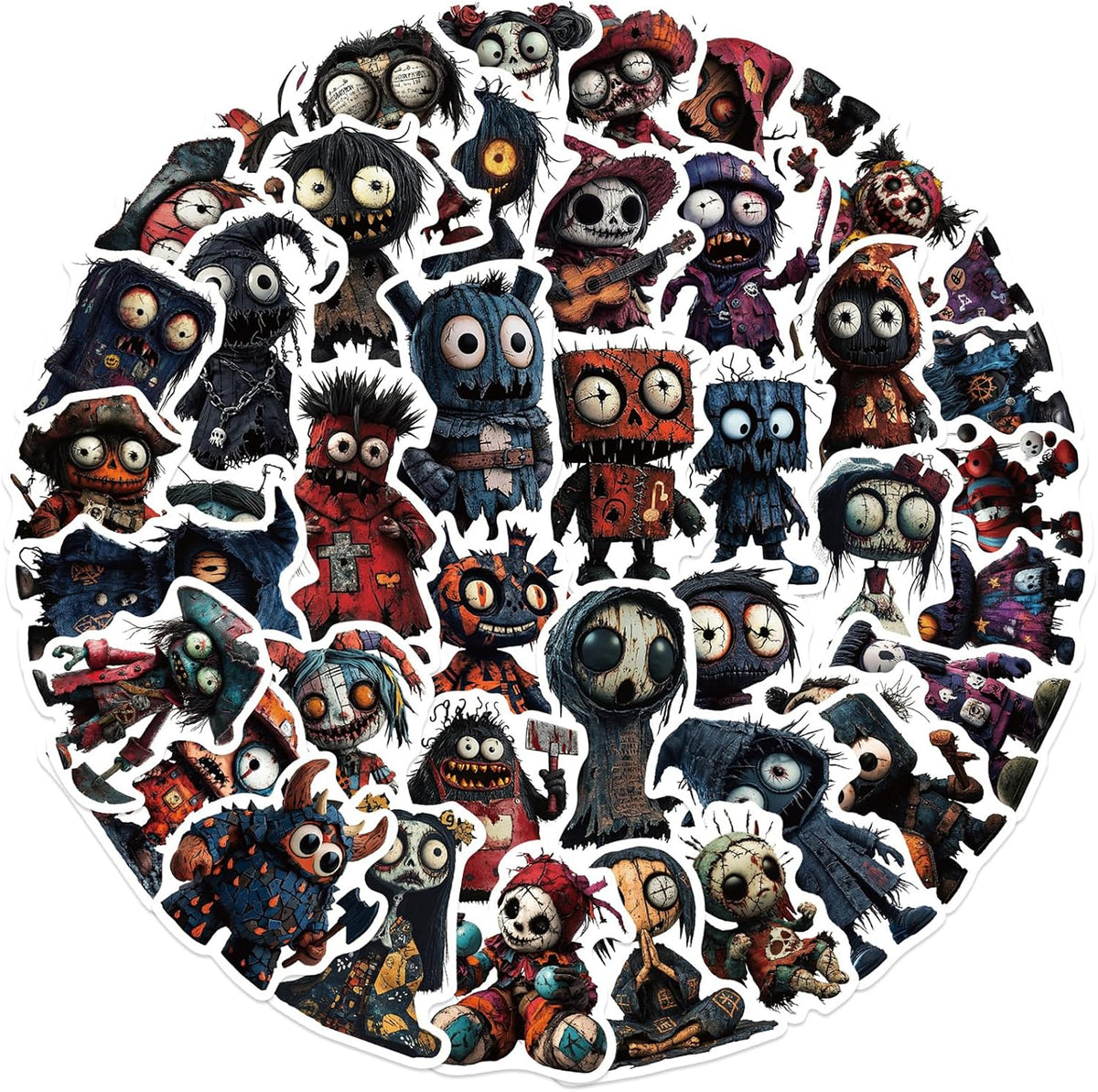 50PCS Cartoon Horrible Character Stickers,Horror Doll Deals Waterproof Laptop Sticker Halloween Party Favors, Holiday Stickers,Classroom Crafts,Halloween Gifts Sticker for Kids Teens Adults