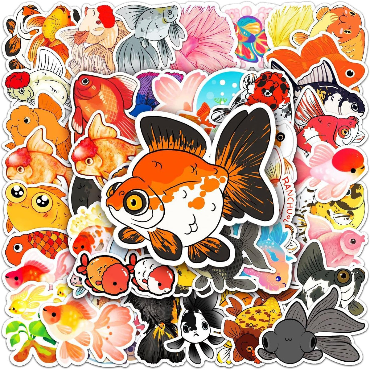 50 PCS Goldfish Stickers,Kids Stickers,Water Bottles Stickers ,Car Stickers 50 pcs, Laptop Stickers,Motorcycle Bicycle Luggage Decal Graffiti Patches for Teens. (50 PCS Goldfish)