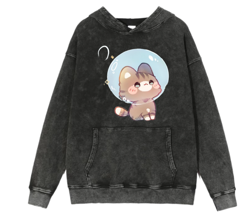 cat Oversize Hoodie Washed 82