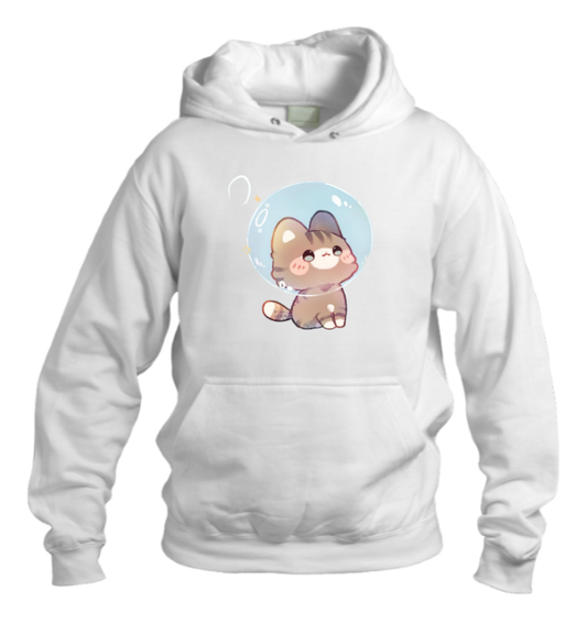 cat Oversize Hoodie White 82