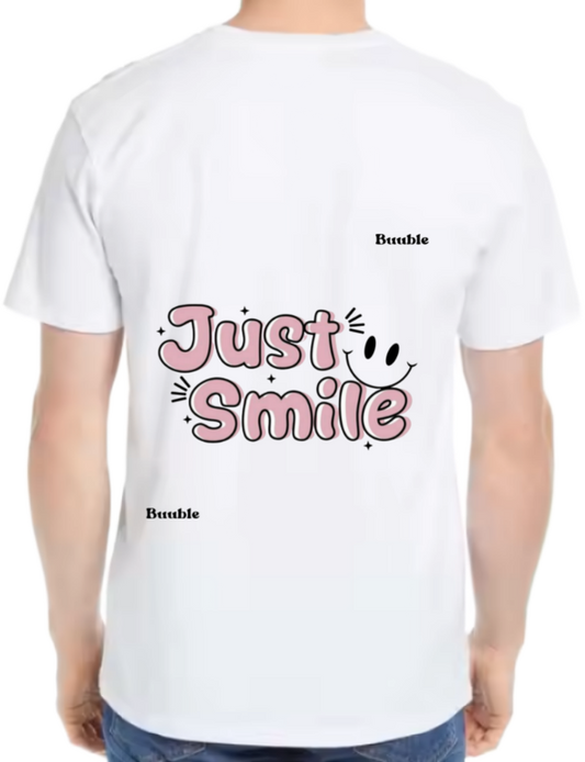 Just Smile t- shirt One Size White back 82