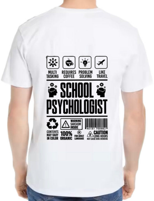 PSYCHOLOGIST Back text One Size t- shirt White Back 83