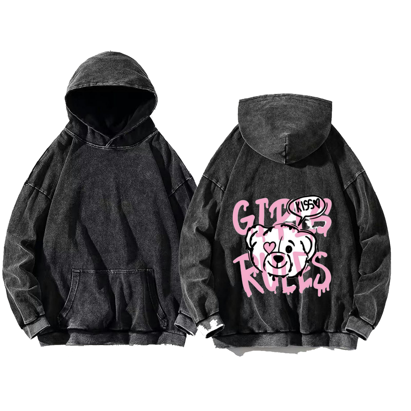 Kiss One Size hoodie Washed Back 66
