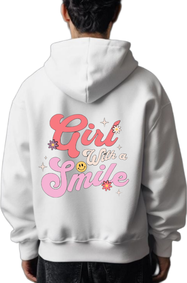 Girl With a Smile One Size hoodie White Back 84