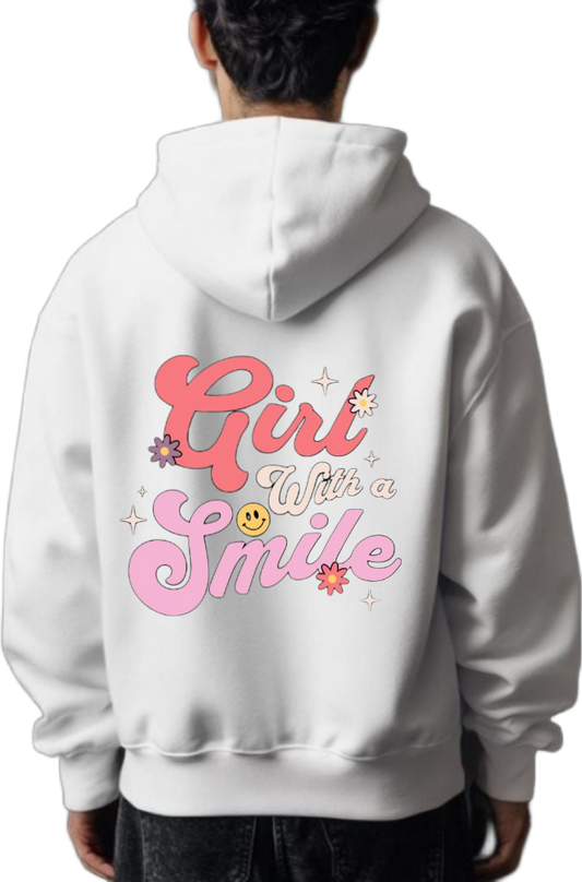 Girl With a Smile One Size hoodie White Back 84