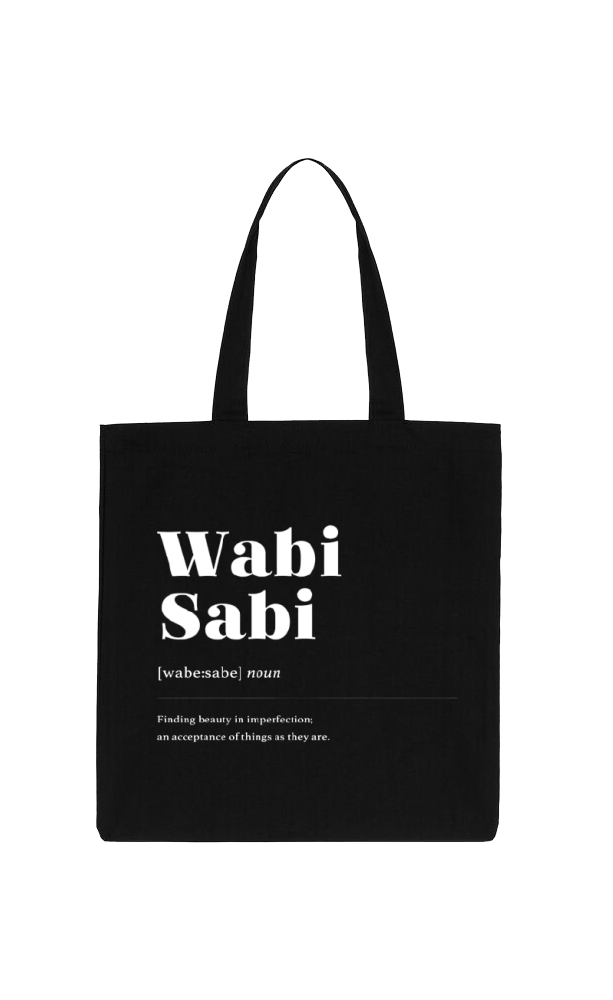 Wabi Sabi Back text tote bag Black 81