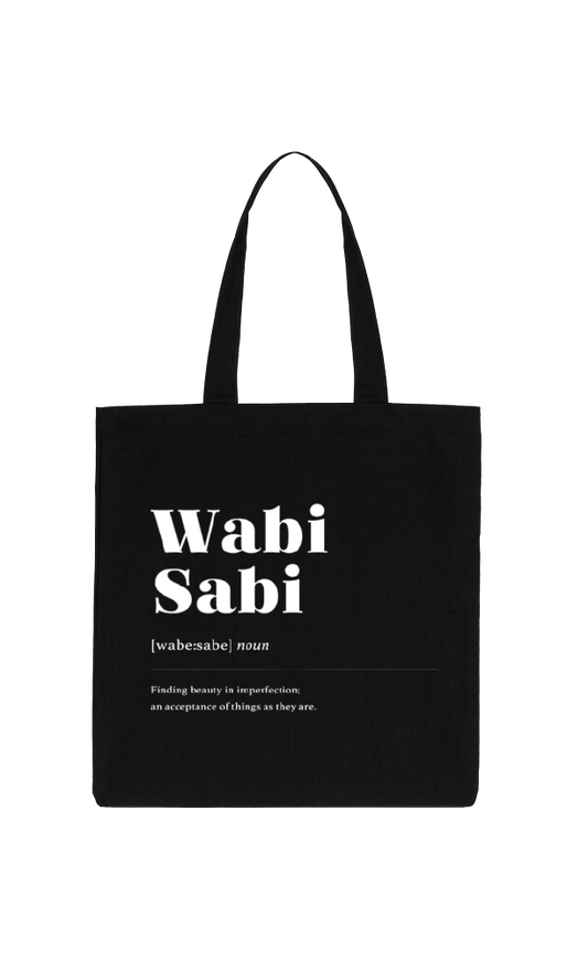 Wabi Sabi Back text tote bag Black 81