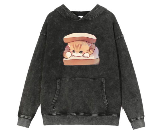 cat Oversize Hoodie Washed 85