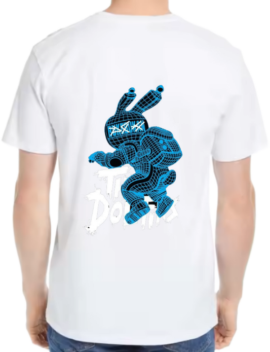 Wireframe Bunny Back text One Size t- shirt White Back 84