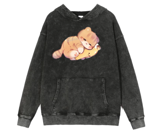 cat Oversize Hoodie Washed 86