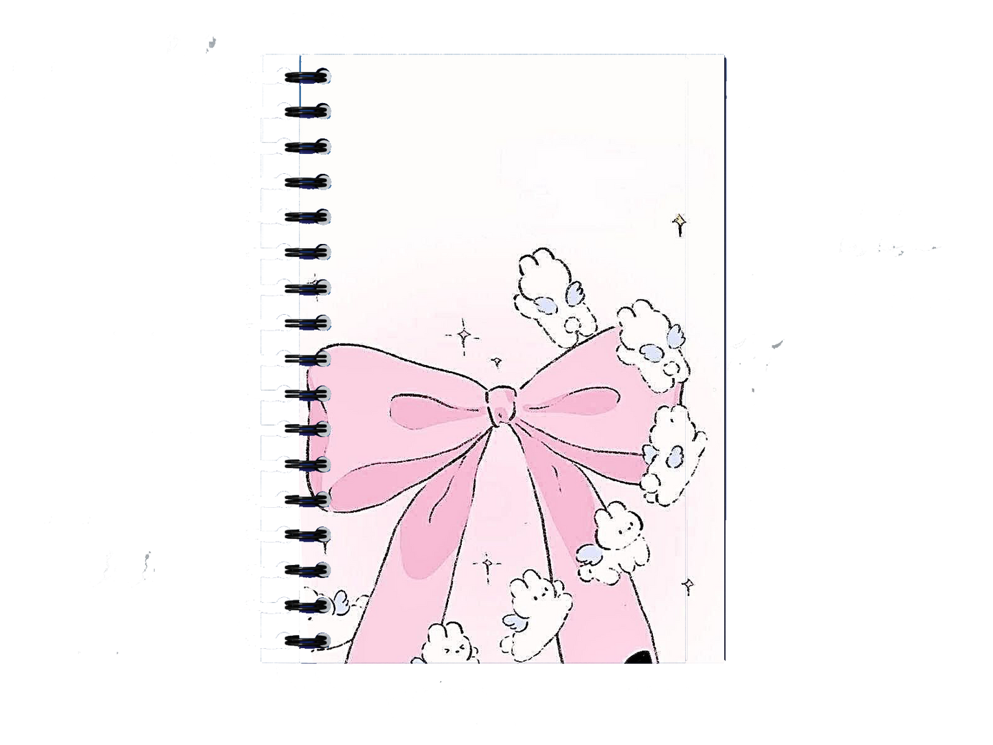small rabbit hiding behind a pink bow Notebook A5 86