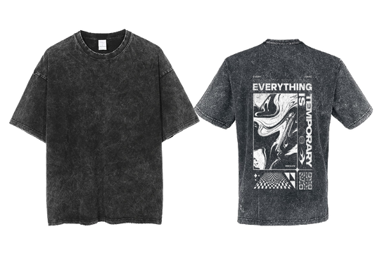 Everything is Temporary Back text One Size t- shirt Washed Back 64