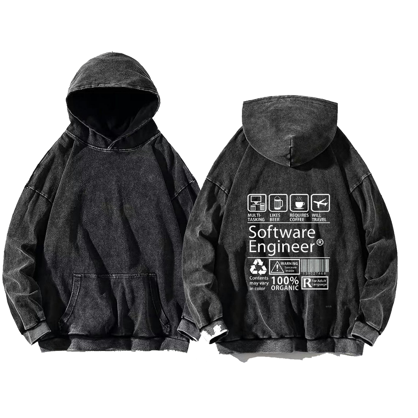 Software Engineer oversize hoodie Washed back 86