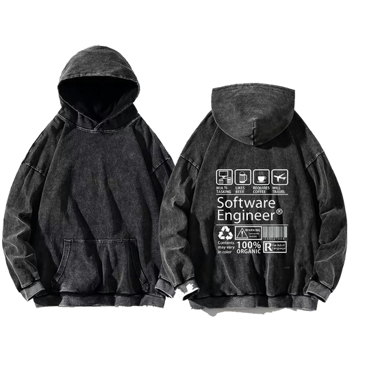 Software Engineer oversize hoodie Washed back 86